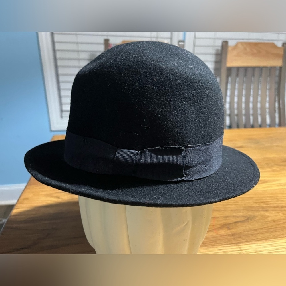 Inti Black Derby/Bowler Wool Felt Water-Repellent Hat Size Medium - Picture 5 of 9